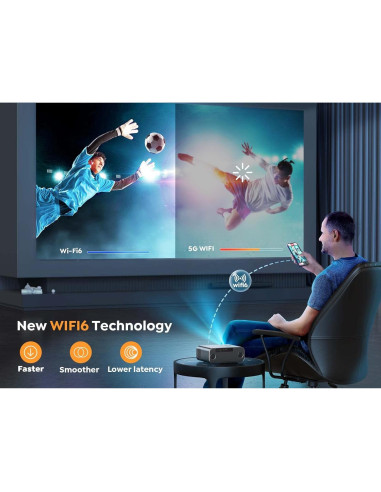 Proyector YABER Pro V9 4K WiFi 6 600 ANSI 1080P Cine en Casa