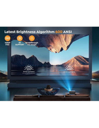 Proyector YABER Pro V9 4K WiFi 6 600 ANSI 1080P Cine en Casa