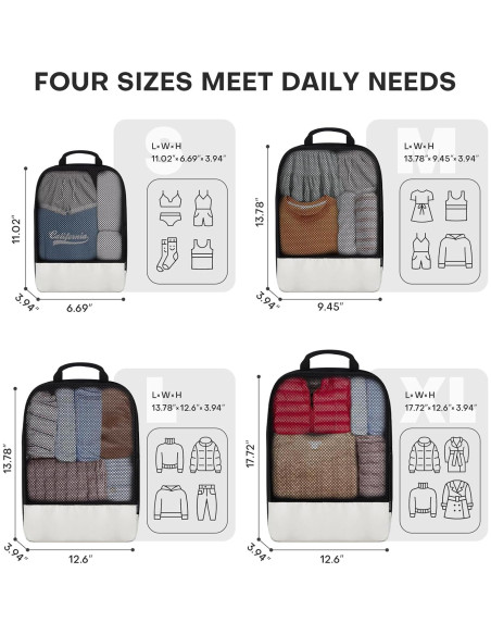 Set de 4 Cubos de Compresión SDGFUI para Viajes Beige