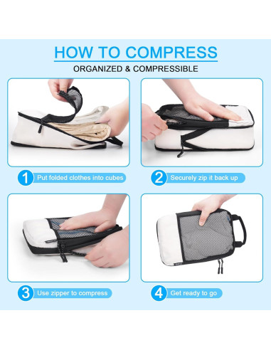 Set de 4 Cubos de Compresión SDGFUI para Viajes Beige