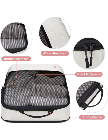 Set de 4 Cubos de Compresión SDGFUI para Viajes Beige