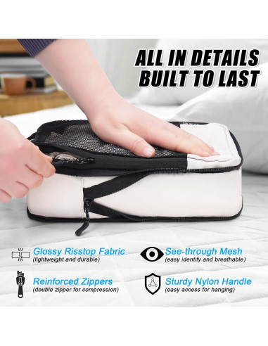 Set de 4 Cubos de Compresión SDGFUI para Viajes Beige