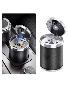 Cenicero de coche Wevdn con tapa y luz LED azul, portátil