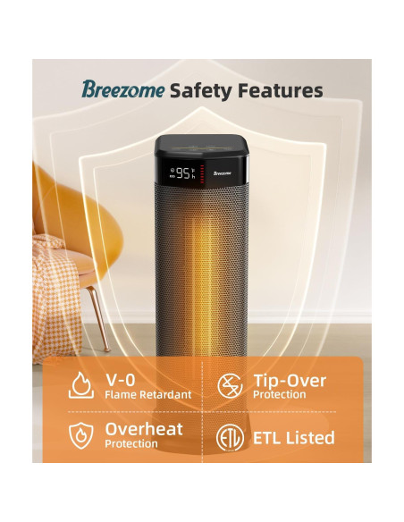 Calefactor Eléctrico BREEZOME MG26QN 1500W Oscilante 90