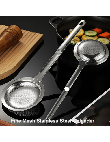 Colador de Acero Inoxidable 304 con Mango Ergonómico - Malla Fina