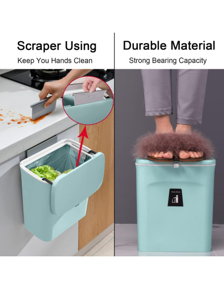 Cubo de Compostaje Tiyafuro 9.1L con Tapa para Cocina y Baño