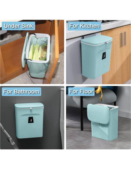 Cubo de Compostaje Tiyafuro 9.1L con Tapa para Cocina y Baño