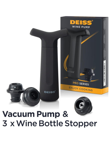 Bomba de Vacío Conservadora de Vino Deiss con 3 Tapones