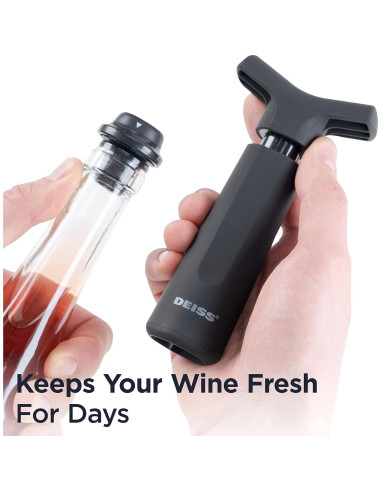 Bomba de Vacío Conservadora de Vino Deiss con 3 Tapones