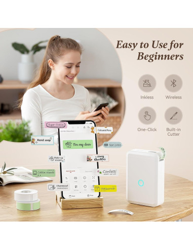 Impresora de Etiquetas D110 Bluetooth DEEPIN, Portátil, Sin Tinta