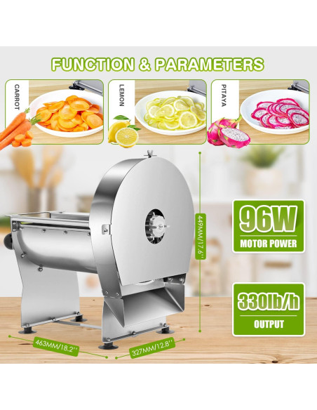 Cortadora de Verduras Eléctrica NEWTRY 10mm Acero Inoxidable