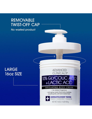 Crema Exfoliante Corporal Advanced Clinicals 453.6 g AHA