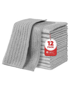Paños de Cocina Orighty 12 Pcs Microfibra 20x18 cm Gris