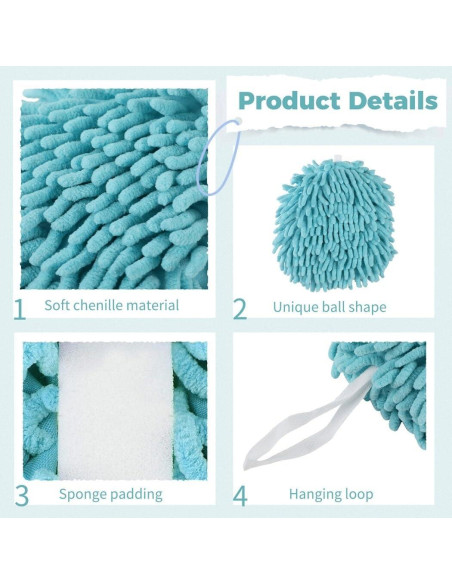 Juego de 12 Toallas de Mano Homaisson Chenille Absorbentes