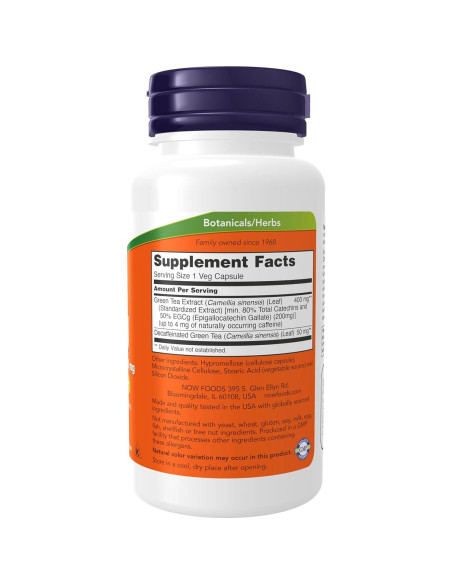 NOW Foods Extracto de Té Verde EGCg 400 mg 90 Cápsulas Veganas