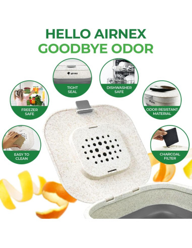 Cubo de Compostaje Plegable AIRNEX 3.53L Gris con Filtros