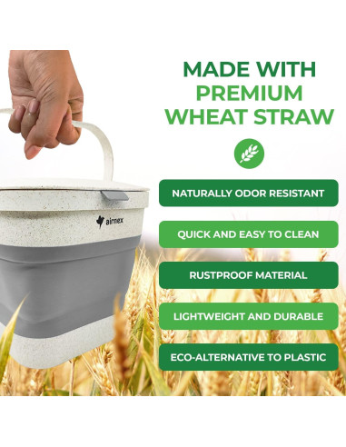 Cubo de Compostaje Plegable AIRNEX 3.53L Gris con Filtros