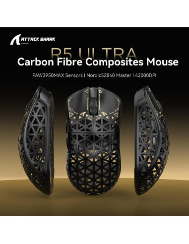 Ratón Gaming Inalámbrico Attack Shark R5 Ultra 39g 42K DPI
