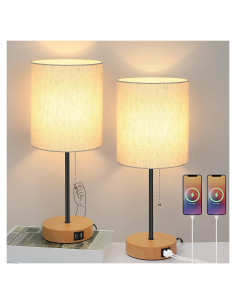 Juego de 2 Lámparas de Mesa Bosceos con Carga USB y CA