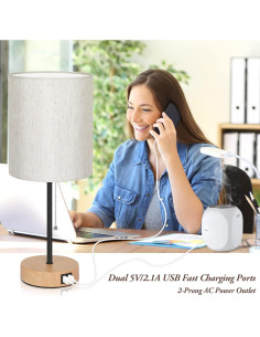 Juego de 2 Lámparas de Mesa Bosceos con Carga USB y CA 2