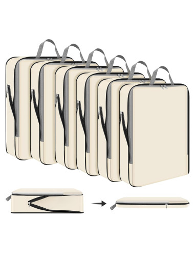 6 Bolsas de Compresión Hosuly 44 x 32 cm Nylon Beige