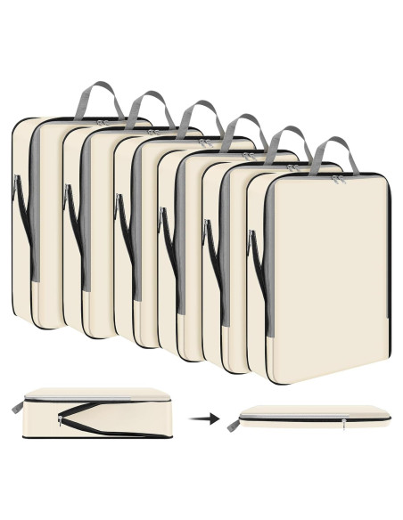 6 Bolsas de Compresión Hosuly 44 x 32 cm Nylon Beige 6 Bolsas de Compresión Hosuly 44 x 32 cm Nylon Beige