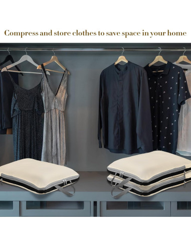 6 Bolsas de Compresión Hosuly 44 x 32 cm Nylon Beige