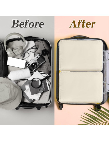 6 Bolsas de Compresión Hosuly 44 x 32 cm Nylon Beige