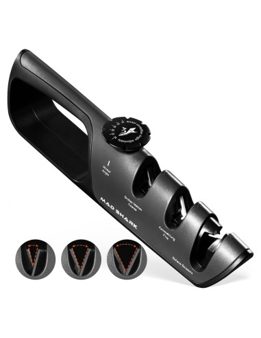 Afilador Manual MAD SHARK 6 Ángulos Ajustables Negro