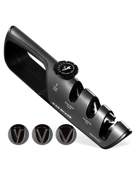 Afilador Manual MAD SHARK 6 Ángulos Ajustables Negro