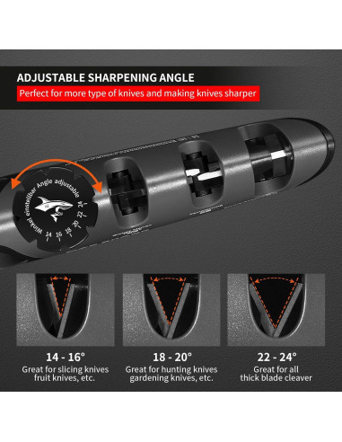 Afilador Manual MAD SHARK 6 Ángulos Ajustables Negro
