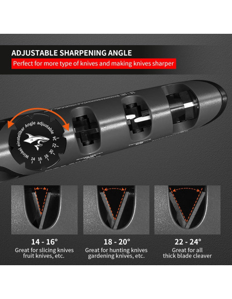 Afilador Manual MAD SHARK 6 Ángulos Ajustables Negro