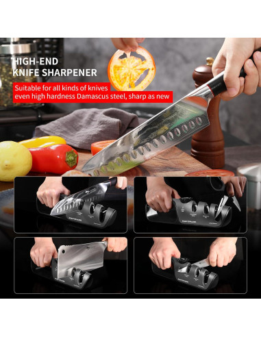 Afilador Manual MAD SHARK 6 Ángulos Ajustables Negro