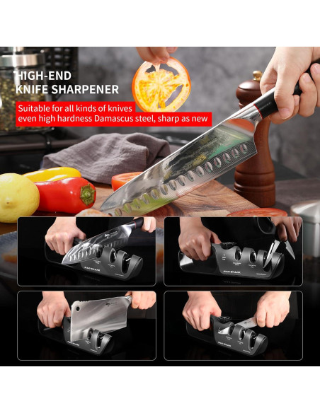 Afilador Manual MAD SHARK 6 Ángulos Ajustables Negro