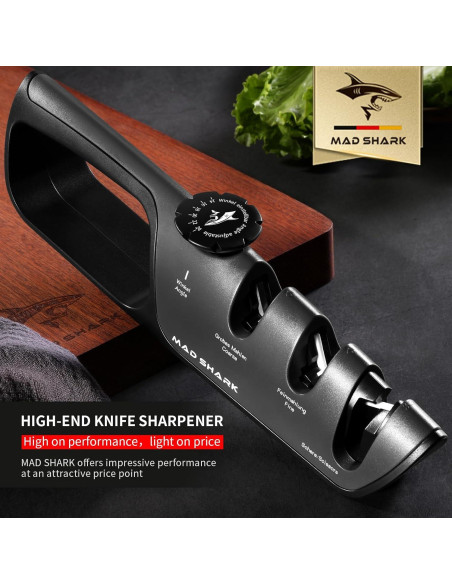 Afilador Manual MAD SHARK 6 Ángulos Ajustables Negro
