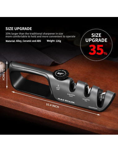 Afilador Manual MAD SHARK 6 Ángulos Ajustables Negro