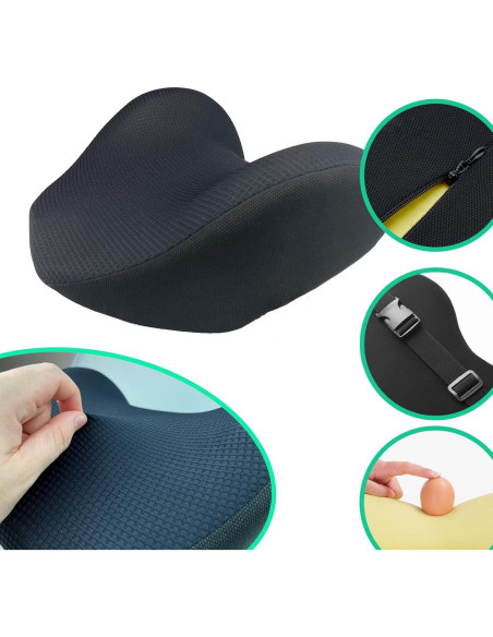 Almohada de reposacabezas SPRFUFLY de espuma viscoelástica negra