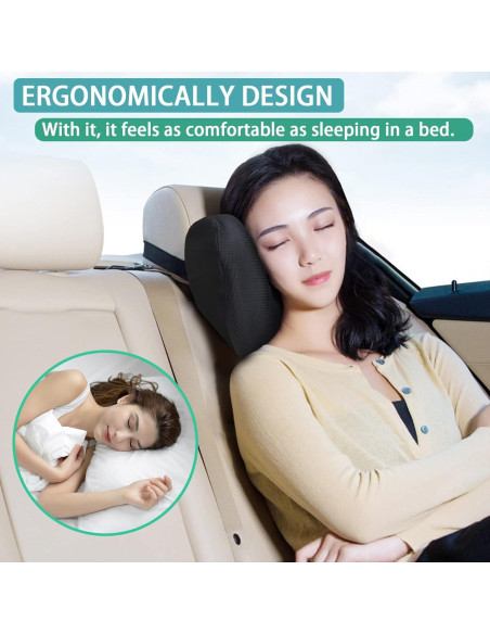 Almohada de reposacabezas SPRFUFLY de espuma viscoelástica negra