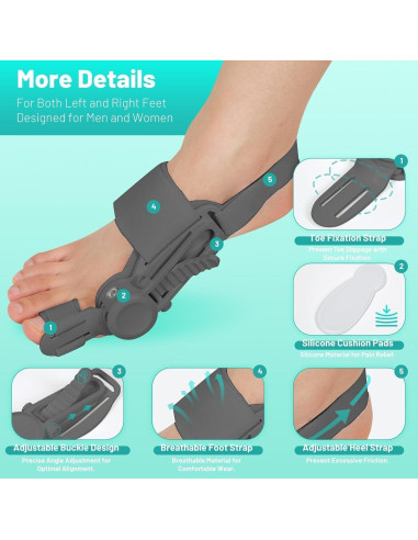 Corrector de Juanetes ETOURER Grande Negro con Almohadilla Silicona