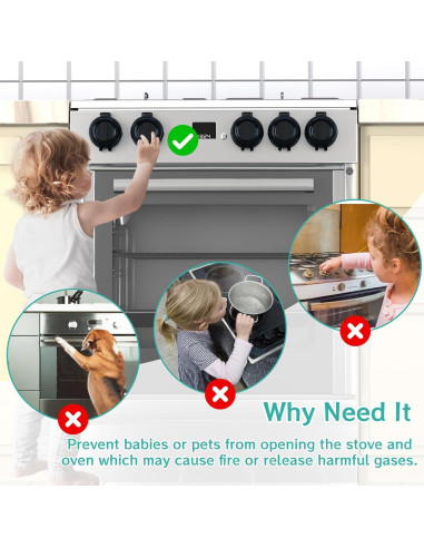 Cubiertas de Perillas de Estufa AOSITE - Seguridad Infantil, 5 Pzas