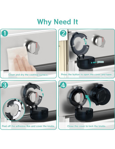 Cubiertas de Perillas de Estufa AOSITE - Seguridad Infantil, 5 Pzas