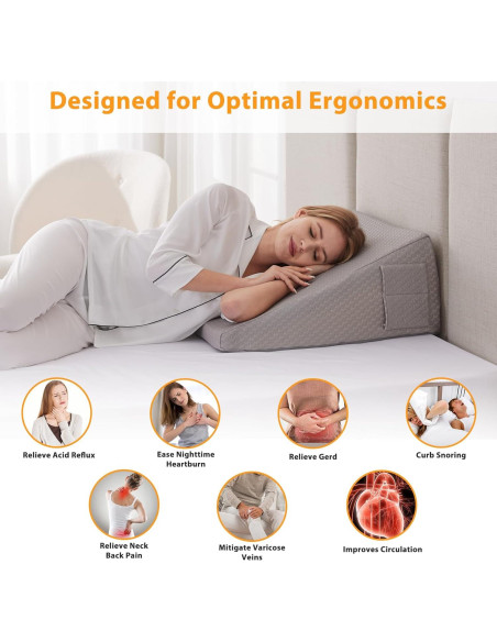 Cojín en Cuña Ruqmuis 25.4 cm para Reflujo y Dolor de Espalda