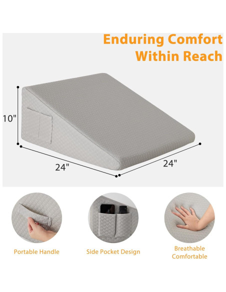 Cojín en Cuña Ruqmuis 25.4 cm para Reflujo y Dolor de Espalda