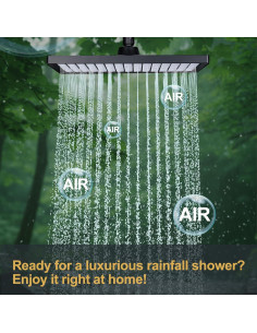 Cabezal de Ducha de Lluvia Cobbe 30 cm Rectangular Negro 2