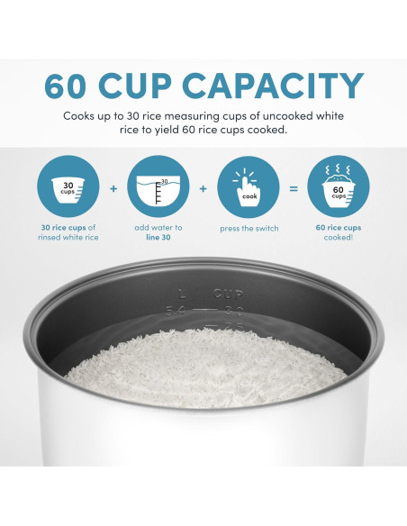 Cocedor de Arroz Comercial Aroma ARC-1130S 60 Tazas Acero Inoxidable