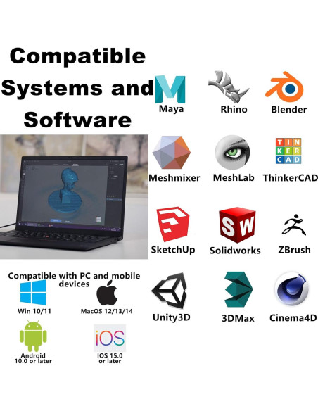 Escáner 3D de mano 3DMakerpro Moose, 0.03 mm precisión Escáner 3D de mano 3DMakerpro Moose, 0.03 mm precisión