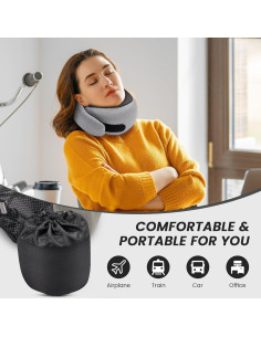 Almohada de Viaje para Cuello SZXYX Espuma de Memoria Gris 2