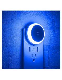 Luz Nocturna LED Azul Enchufable con Sensor Inteligente - 2 Paquete