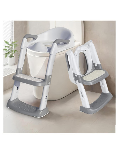 Asiento de Entrenamiento para Baño Effidula Gris Blanco 2 en 1
