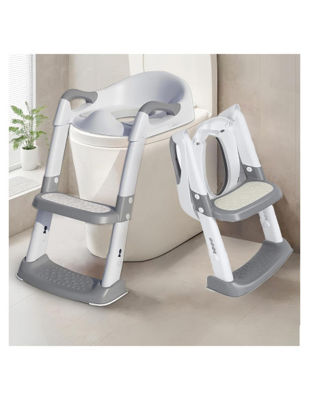 Asiento de Entrenamiento para Baño Effidula Gris Blanco 2 en 1